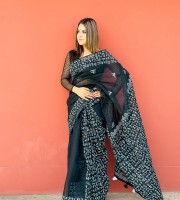 Sada Kalo Hafsilk Saree Code: EK-301