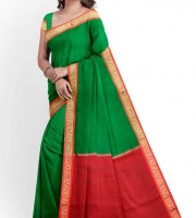 Red Green Halfsilk saree MT-2579
