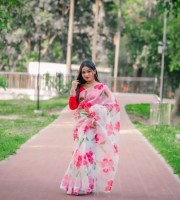 Semi Moslin Saree With Blouce PCS Code SS-4100
