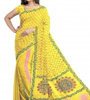 Halfsilk Saree Block print -Bs-6709