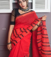 Halfsilk Saree Block print -Bs-6715